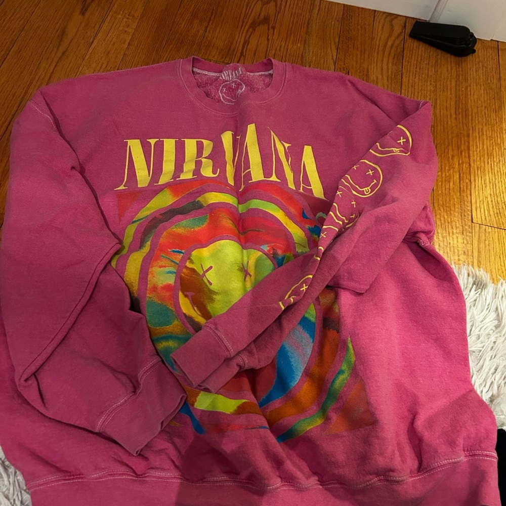 Nirvana Pink Multicolor Graphic Sweatshirt